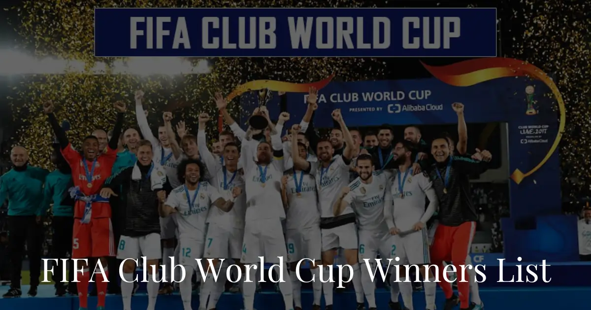 club world cup winners till date